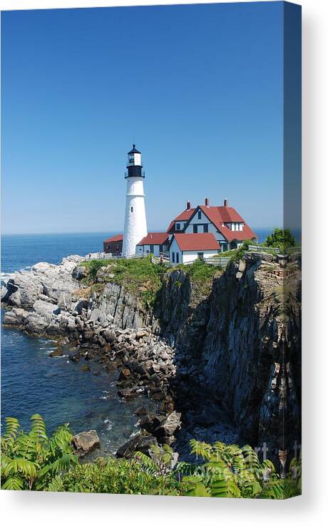 Portland Head Lighthouse Canvas Print featuring the photograph Portland Lighthouse 2 by Allen Beatty