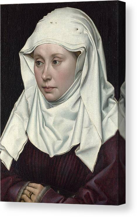 Robert Campin Canvas Print featuring the painting Portrait of a Woman by Robert Campin