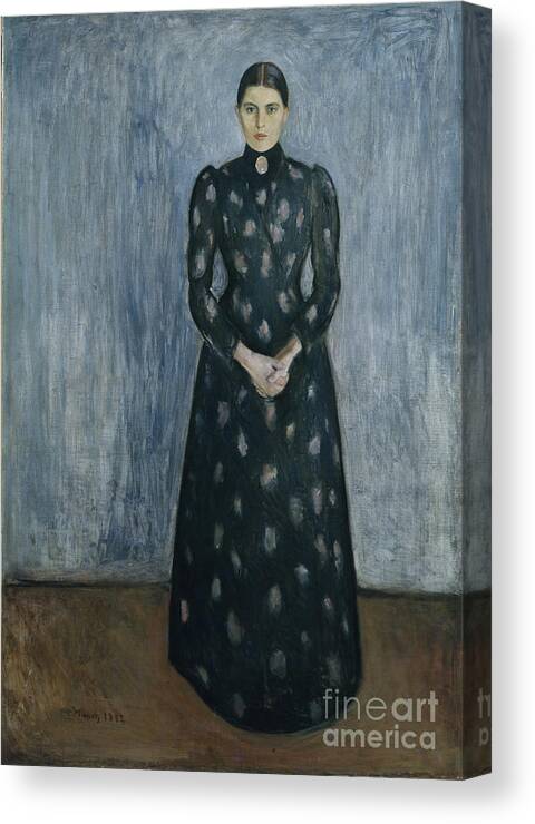 Edvard Munch Canvas Print featuring the painting Portrait of sister Inger by Edvard Munch