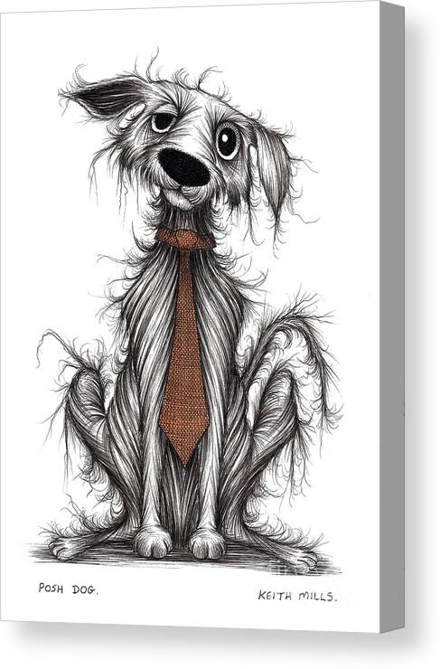 Dapper Dog Canvas Print featuring the drawing Posh dog by Keith Mills