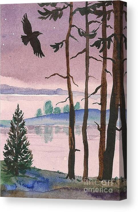 Print. Print Of Painting Canvas Print featuring the painting Purple Evening by Margaryta Yermolayeva