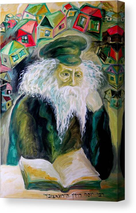 Judaica Painting Canvas Print featuring the painting Rabbi Yosef Rosen The Rogatchover Gaon by Leon Zernitsky