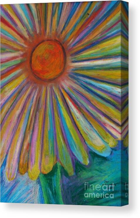 Abstract Flower Daisies Canvas Print featuring the drawing Rainbow Daisies by Jon Kittleson
