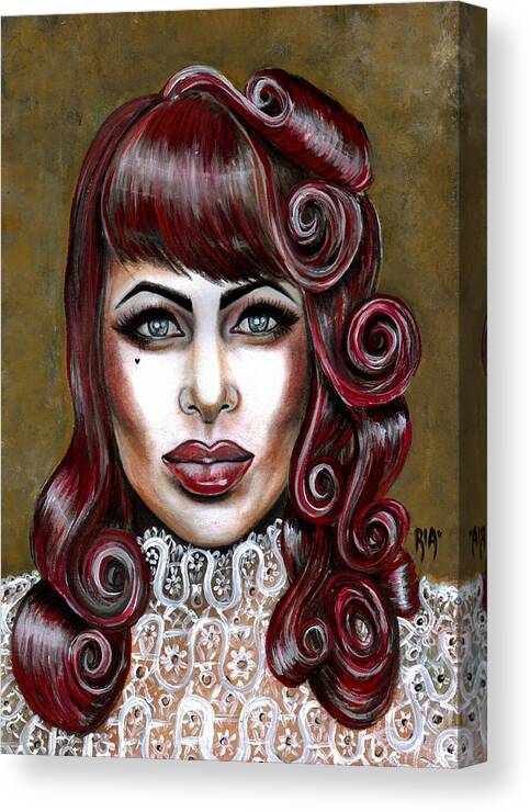 Retro Canvas Print featuring the photograph Red Muneca by Artist RiA