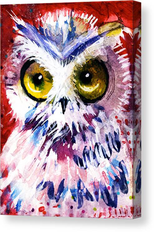  Owl Canvas Print featuring the painting Red Owl by Laurel Bahe