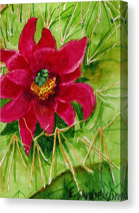 Red Canvas Print featuring the painting Red Prickly pear by Eric Samuelson