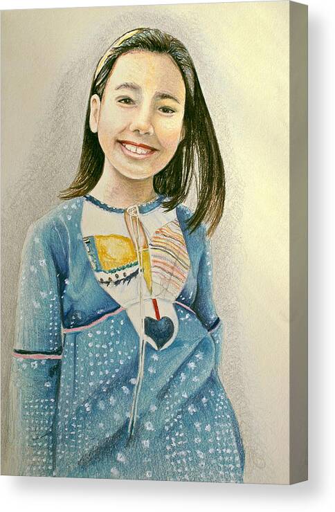 Colored Pencil Canvas Print featuring the drawing Rina by Tim Ernst
