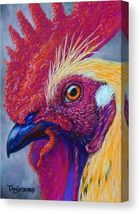 Rooster Canvas Print featuring the painting Rise and Shine NOW by Tanja Ware