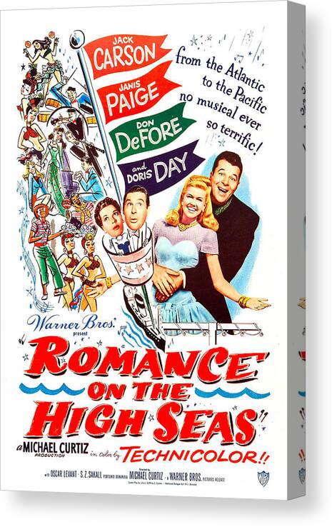 1940s Movies Canvas Print featuring the photograph Romance On The High Seas, Us Poster by Everett