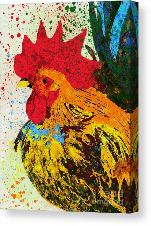 Rooster Canvas Print featuring the mixed media Rooster by Olga Hamilton