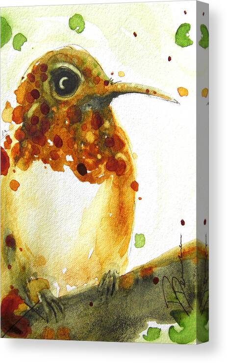 Hummingbird Canvas Print featuring the painting Ruby by Dawn Derman