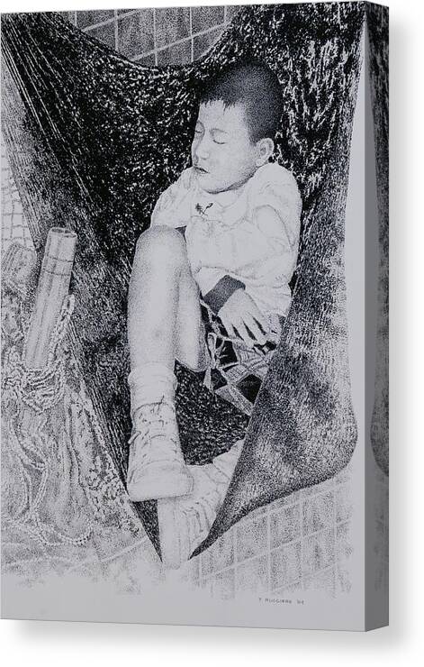 Tot Child Sleeping Boy Canvas Print featuring the painting Safety Net by Tony Ruggiero