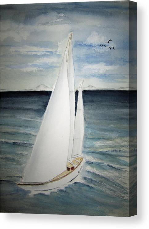 Yacht Canvas Print featuring the painting Sailing by Elvira Ingram