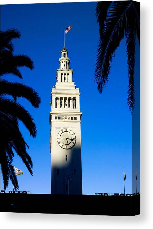Clock Tower Canvas Print featuring the photograph San Francisco Ferry Building Clock Tower by David Smith
