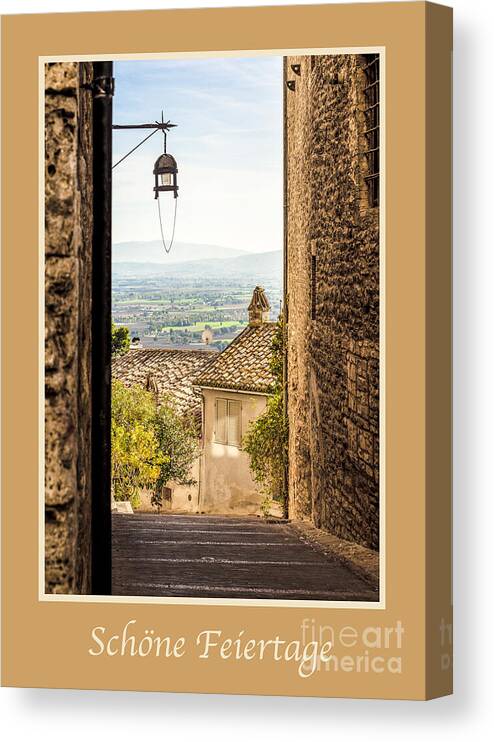 German Canvas Print featuring the photograph Schone Feiertage with Valley Outside Assisi by Prints of Italy