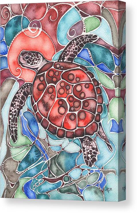 Sea Canvas Print featuring the painting Sea Turtle by Tamara Phillips