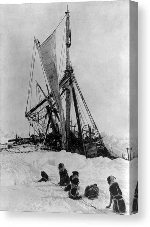Navigation Canvas Print featuring the photograph Shackletons Endurance Trapped In Pack by Science Source