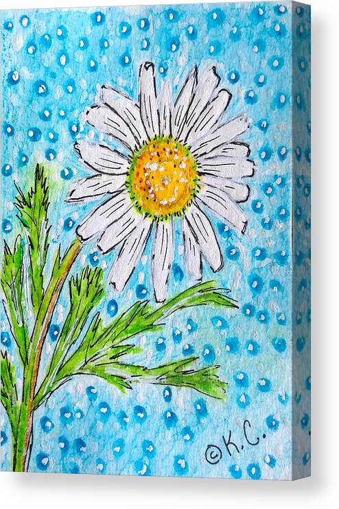 Daisy Canvas Print featuring the painting Single Summer Daisy by Kathy Marrs Chandler