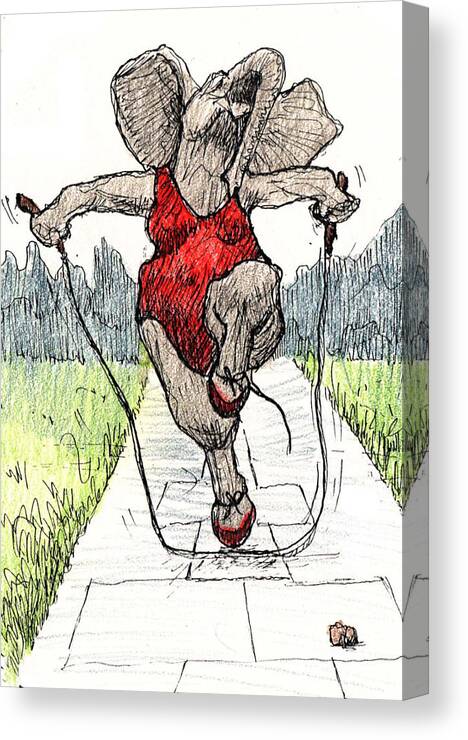 Animal Canvas Print featuring the painting Skipping Rope by Donna Tucker