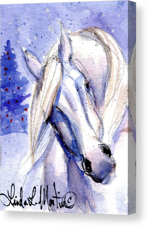 White Pony Canvas Print featuring the painting Snow Pony 1 by Linda L Martin