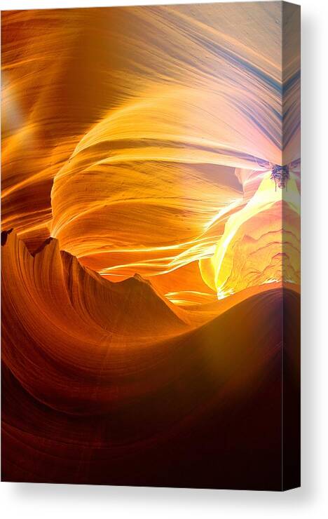 Antelope Canyon Canvas Print featuring the photograph Somewhere in America series - Gold Colors in Antelope Canyon by Lilia S