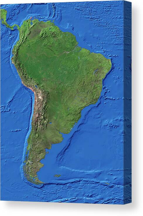 Geography Canvas Print featuring the photograph South America by Worldsat International/science Photo Library