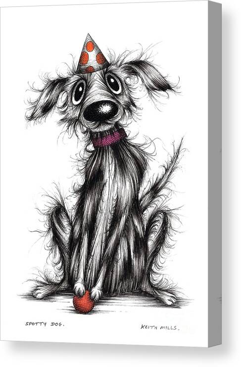 Spotted Dog Canvas Print featuring the drawing Spotty dog by Keith Mills