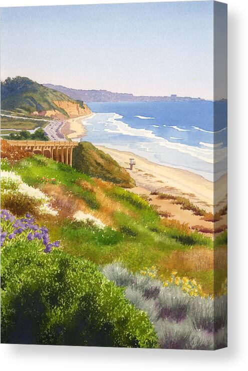 California Canvas Print featuring the painting Spring View of Torrey Pines by Mary Helmreich