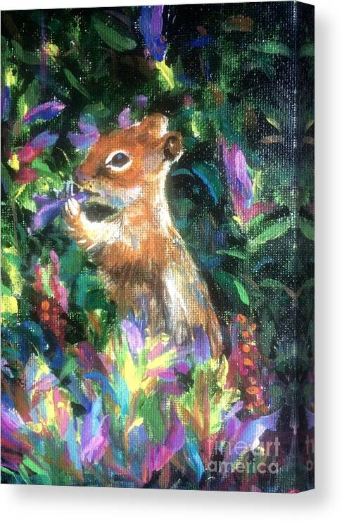 Squirrel Canvas Print featuring the painting Squirrel by Jieming Wang