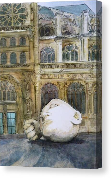 Architecture Canvas Print featuring the painting St Eustache I by Henrieta Maneva