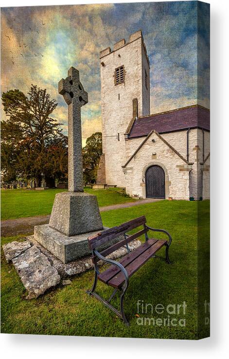 St Marcellas Canvas Print featuring the photograph St. Marcellas Celtic Cross by Adrian Evans