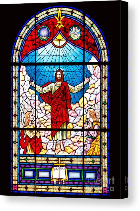Church Photographs Canvas Print featuring the photograph Stained Glass Window by Mike Covington