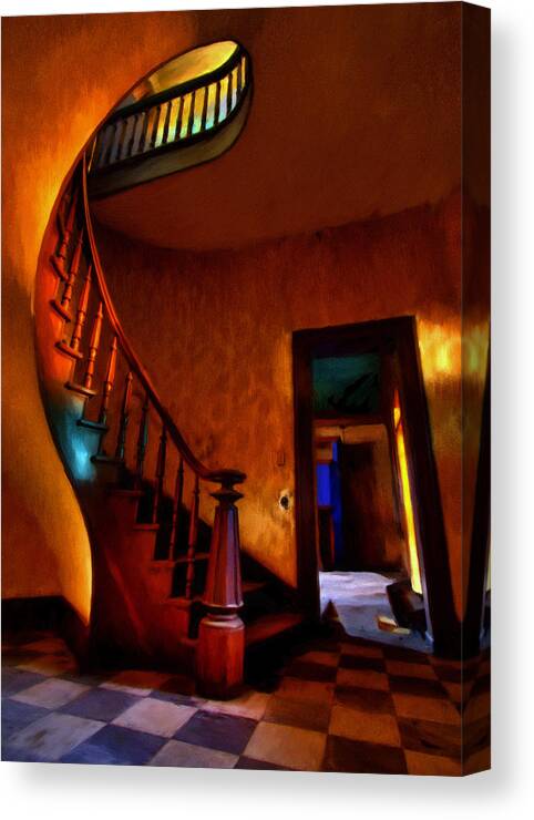 Stairs Canvas Print featuring the painting Stairway to a Bent Mind by Michael Pickett