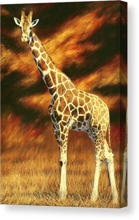 Giraffe Canvas Print featuring the painting Standing Tall by Lucie Bilodeau