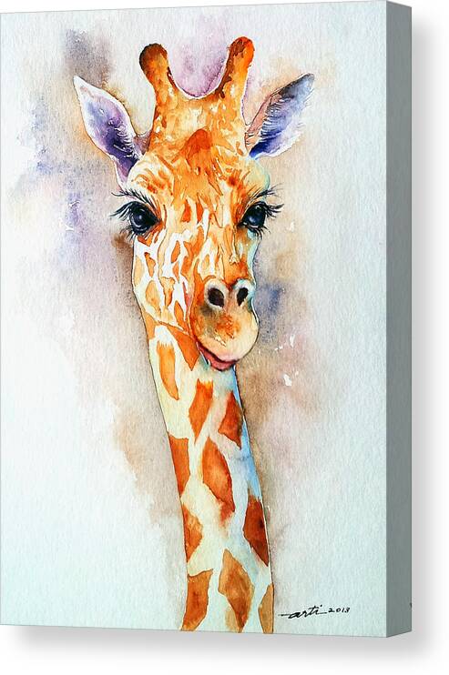 Giraffe Canvas Print featuring the painting Standing Tall_Giraffe by Arti Chauhan