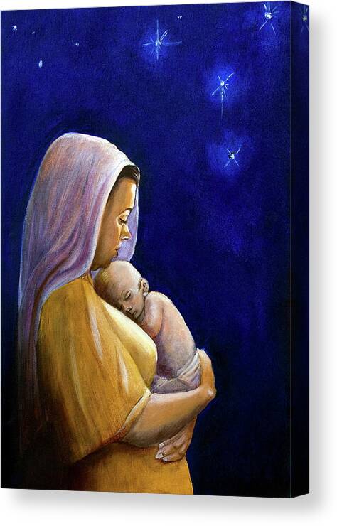 Madonna Canvas Print featuring the painting Starry Night by Dorothy Riley