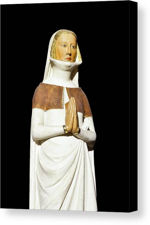 Religious Site Canvas Print featuring the photograph Statue of Lady praying by Charles Lupica