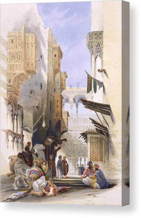 Alley Canvas Print featuring the drawing Street Leading To El Azhar, Grand by A. Margaretta Burr