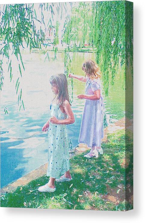 Jane Schnetlage Canvas Print featuring the digital art Sunday By The Willows by Jane Schnetlage