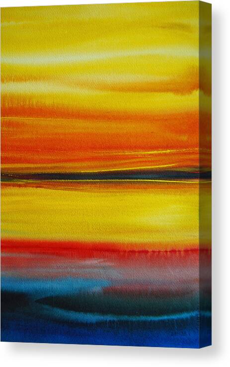 The Puget Sound Canvas Print featuring the painting Sunset On The Puget Sound by Jani Freimann