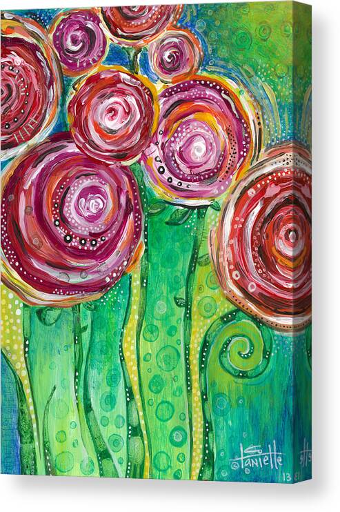 Floral Canvas Print featuring the painting Sunshine Lollipops and Rainbows - Left Panel by Tanielle Childers
