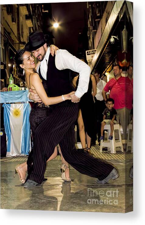 Buenos Aires Canvas Print featuring the photograph Tango Dancing in Buenos Aires Argentina by David Smith