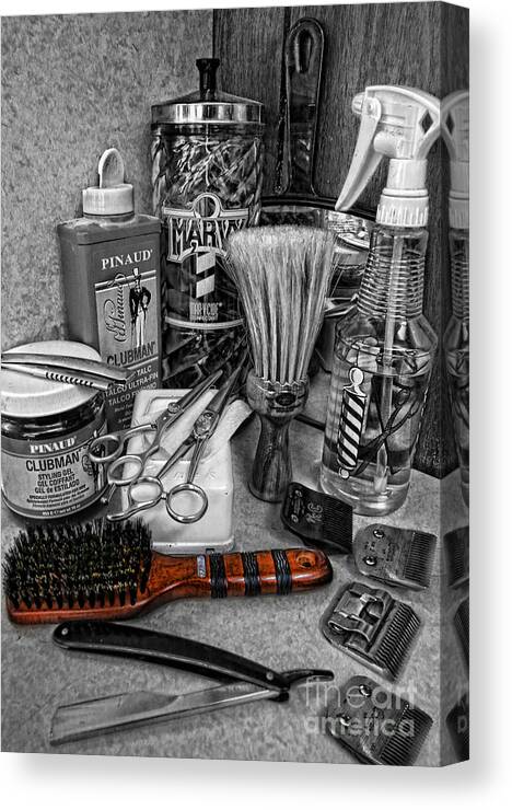 Barbicide Canvas Print featuring the photograph The Barber's Brush by Lee Dos Santos