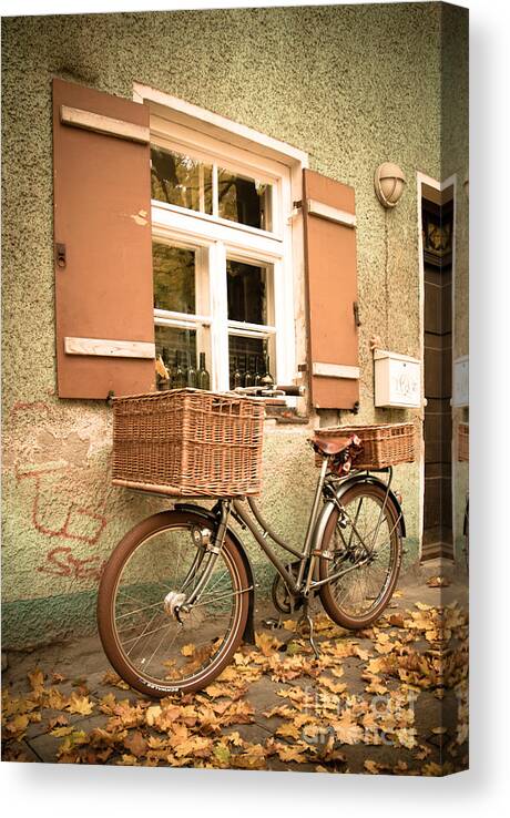 Autumn Canvas Print featuring the photograph The Bicycle by Hannes Cmarits