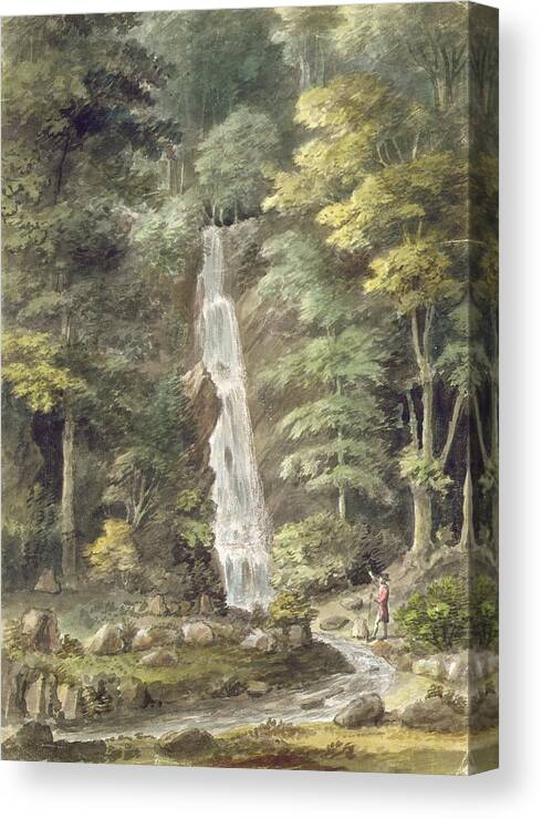 River Canvas Print featuring the drawing The Cascade Waterfall At Hestercombe by English School