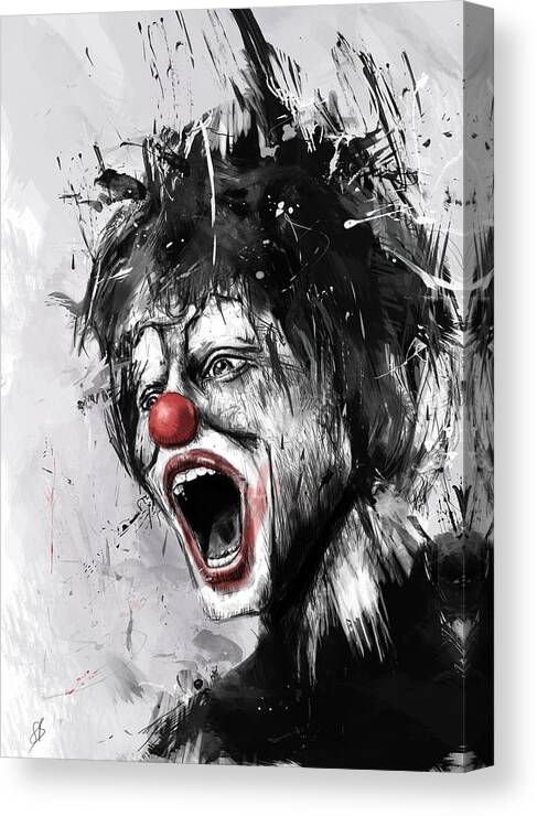 Clown Canvas Print featuring the mixed media The Clown by Balazs Solti