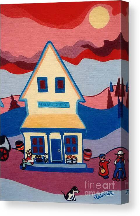 Yellow Store Canvas Print featuring the painting The General Store by Joyce Gebauer