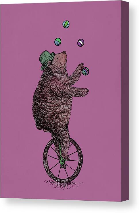 Bear Canvas Print featuring the drawing The Juggler by Eric Fan