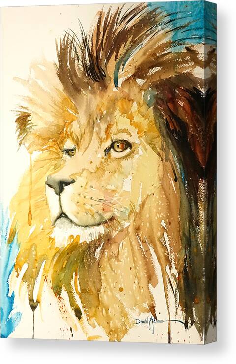 Lion Canvas Print featuring the painting DA179 Clyde by Daniel Adams by Daniel Adams