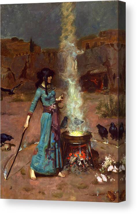 John William Waterhouse Canvas Print featuring the painting The magic circle by John William Waterhouse